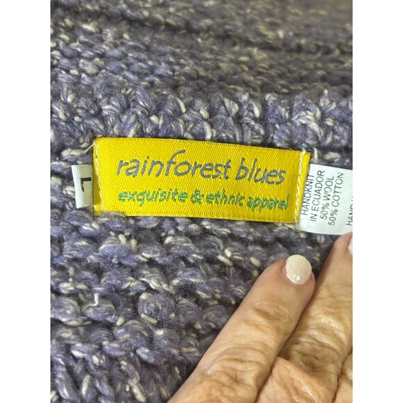 Ecuador purple zip front sweater, bohemian, artisan, folksy, cozy, chunky - Picture 6 of 6